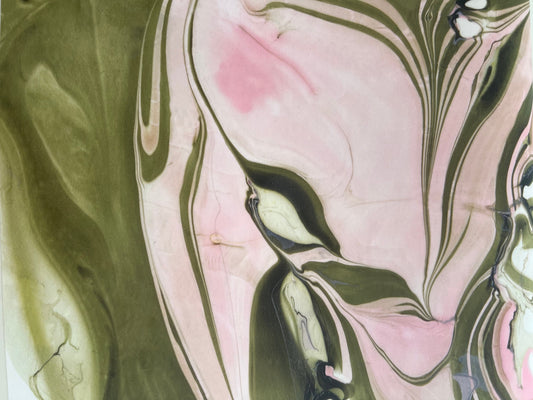 Pink and Olive Swirled Paper